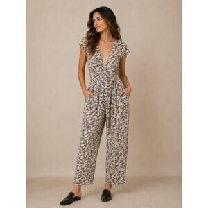 Free People Ruffle Your Feathers Floral Jumpsuit Sz XS Boho Cottagecore